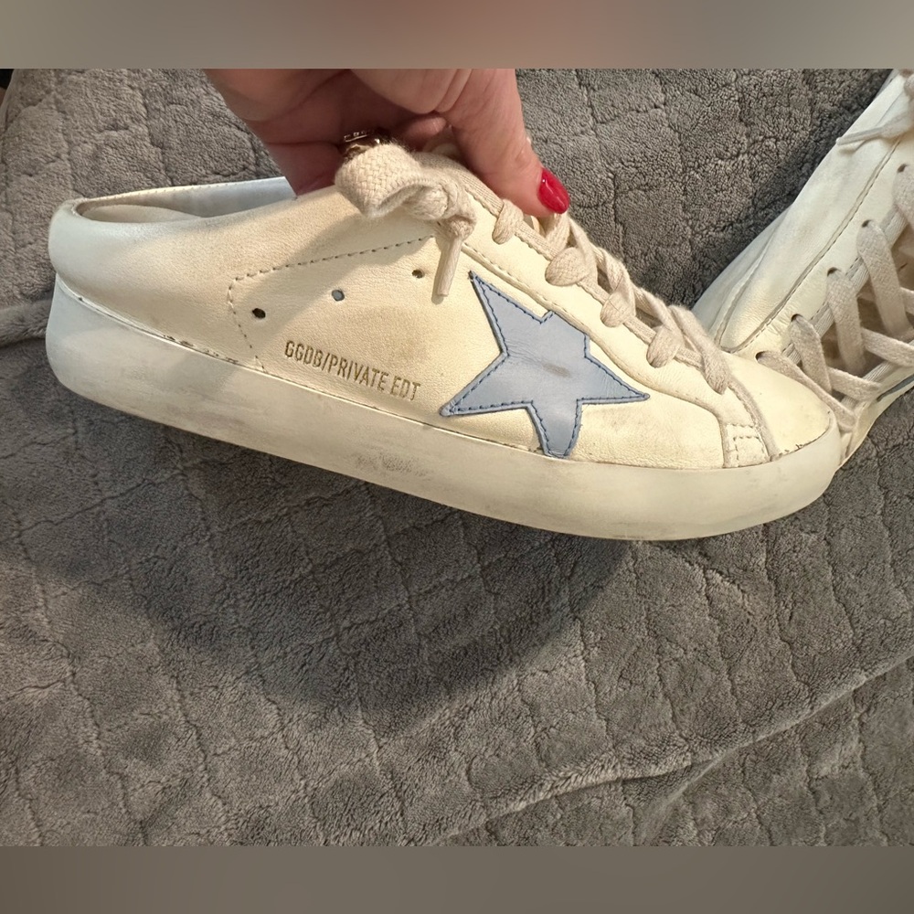 GOLDEN GOOSE SUPER STAR SABOT. Color-White/Blue Fog size 37
